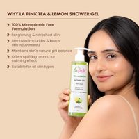 La Pink Tea & Lemon Shower Gel with White Haldi for Glowing and Refreshing Skin Pack of 2