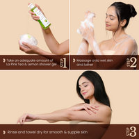 La Pink Tea & Lemon Shower Gel with White Haldi for Glowing and Refreshing Skin Pack of 2