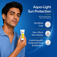 Ustraa Aqua Light Sunscreen SPF 50 PA++++ for Men with Hyaluronic Acid 30g - 3