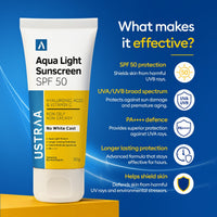 Ustraa Aqua Light Sunscreen SPF 50 PA++++ for Men with Hyaluronic Acid 30g - 5