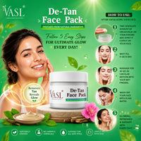 Vasl De-Tan Face Pack | Tan Removal & Brightening Face Mask for Radiant, Smooth & Even-Looking Skin | Deep Cleansing Facial Treatment 200gm - 5