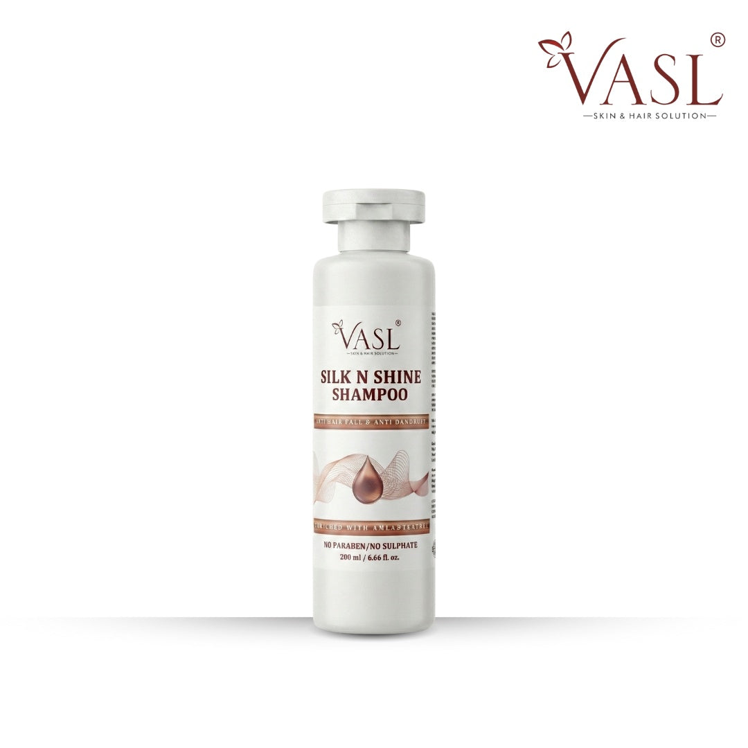 Vasl Silk N Shine Shampoo | Smoothing & Nourishing Shampoo for Soft, Silky & Shiny Hair | Frizz Control Hair Cleanser for Healthy-Looking Hair 200 ml - 1