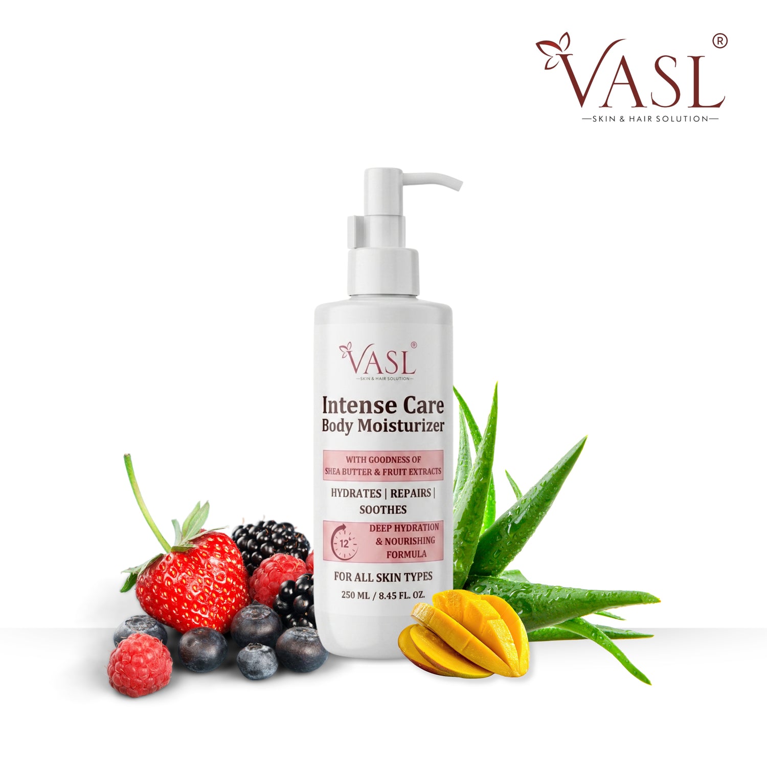 Vasl Intense Care Body Moisturizer | Deep Hydrating Body Lotion for Dry Skin | Nourishing Moisturizer with Long-Lasting Softness & Smooth Skin Feel 250ml - 1
