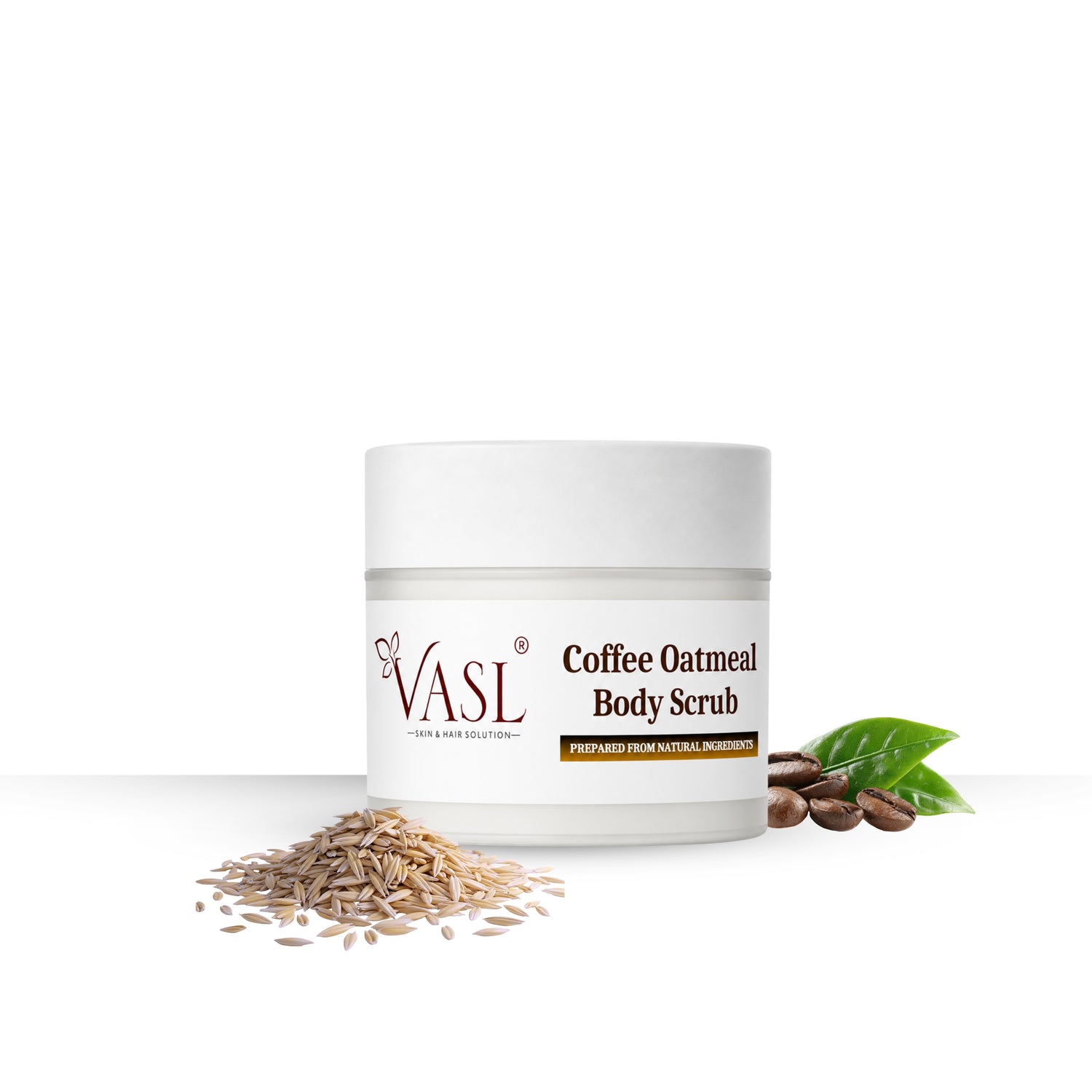 Vasl Coffee Oatmeal Body Scrub | Exfoliating Coffee & Oat Scrub for Smooth, Soft & Glowing Skin | Dead Skin Removal Body Polish 200 gm - 1