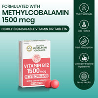 Vlado's Himalayan Organics Vitamin B12 1500 mcg Tablets (Methylcobalamin) â€“ 10 Tablets