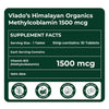 Vlado's Himalayan Organics Vitamin B12 1500 mcg Tablets (Methylcobalamin) – 10 Tablets