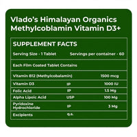 Vlado's Himalayan Organics Vitamin B12 1500 mcg with Vitamin D3 Tablets â€“ 60 Tablets