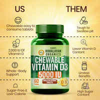Vlado's Himalayan Organics Vitamin D3 5000 IU Chewable Tablets (Orange Flavour) – 60 Tablets