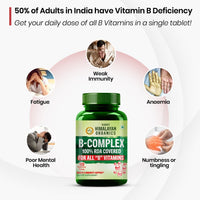 Vlado's Himalayan Organics Vitamin B Complex with 100% RDA B1, B2, B3, B5, B6, B7, B9 & B12 - 6
