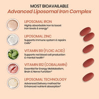 Vlado's Himalayan Organics Liposomal Iron supplement with Vitamin C,B12,Zinc & Folic Acid | Boost Hemoglobin Levels | Improves Concentration Level,Energy & Blood Building-100 Veg Tablets - 10