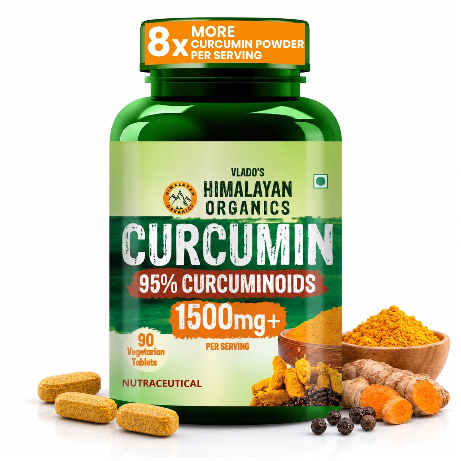 Vlado's Himalayan Organics Curcumin With Biopiperine 1500mg 90 Tablets - 1