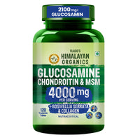 Vlado’s Himalayan Organics Glucosamine Chondroitin MSM Tablets | Cartilage & Joint Support Supplement | Glucosamine for Joint Relieves Pain and Stiffness | Added Collagen peptides, Curcuma, Vitamin D & Boswellia - Pure Veg Formula - 120 Vegetarian Tablets - 1