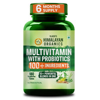 Vlado's Himalayan Organics Multivitamin for Men & Women with Probiotics | 100+ Nutrients, Vitamins B1-B12, C, D & E, Zinc, Iron, Calcium & Biotin | 27+ Herbal Extracts | Supports Immunity, Energy, Stamina, Bone, Hair & Skin Health | 180 Tablets - 1