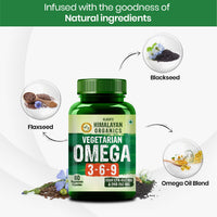 Vlado's Himalayan Organics Omega 3 6 9-2000mg/Serving I Vegetarian Omega 3 Supplement I Support Muscle,Bone,Heart & Skin - No Burps, No Fish Oil Used Capsules for Men & Women- 60 Capsules - 9