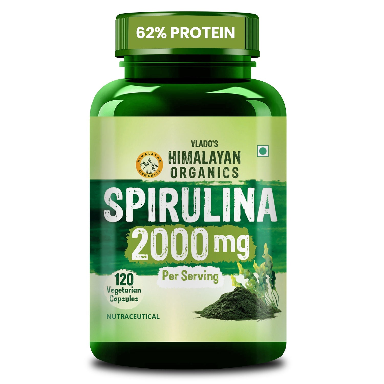 Vlado's Himalayan Organics Spirulina - 2000mg - 120 Veg Capsules - 1