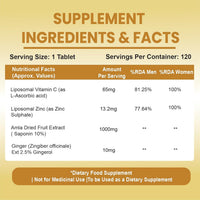 Vlado's Himalayan Organics Natural Liposomal Vitamin C Supplements Amla Extract With Zinc For Immunity & Skincare | Antioxidant Vitamin, Skin Rejuvenation I Vitamin C Tablets - 120 Veg Tablets - 3