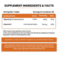 Vlado's Himalayan Organics Vitamin D3 with K2 As MK7 Supplement- 120 Veg Tablets - 3