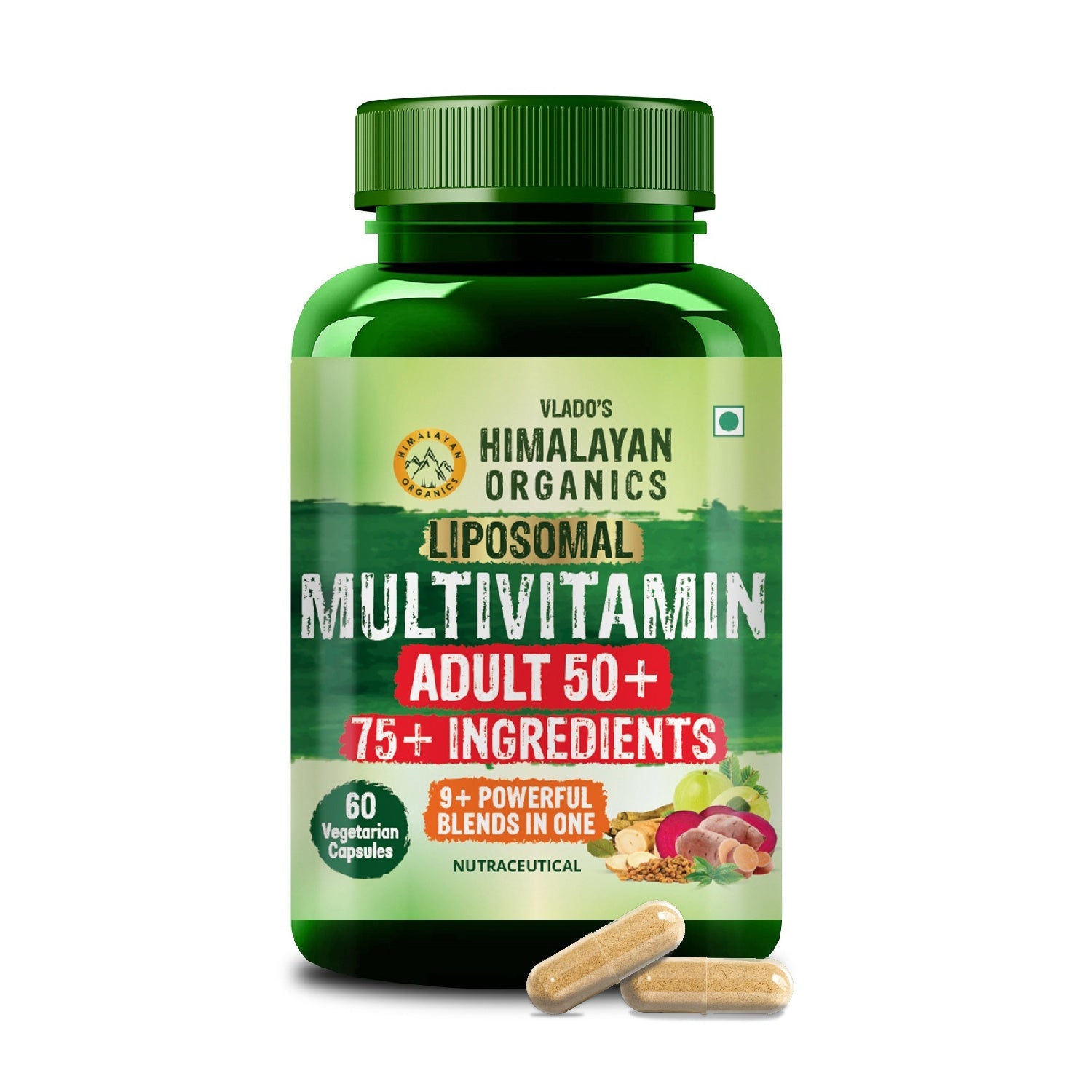 Vlado’s Himalayan Organics Liposomal Multivitamin Adult 50+ with 75+ Ingredients | Daily Health Supplement with 9+ Powerful Blends | Supports Energy, Immunity, Brain, Heart & Eye Health | 60 Veg Capsules - 1