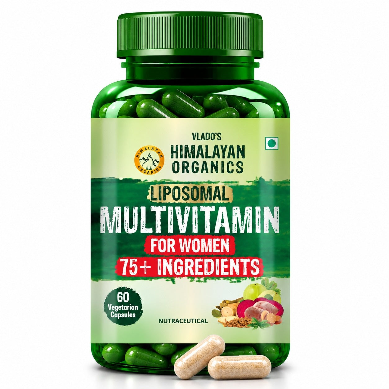 Vlado's Himalayan Organics Liposomal Multivitamin for Women | Women's Daily Multivitamin with 75+ Nutrients, Vitamins, Minerals & 9+ Herbal Blends | Energy, Immunity, Hair, Skin & Nails Support | 60 Veg Capsules - 1