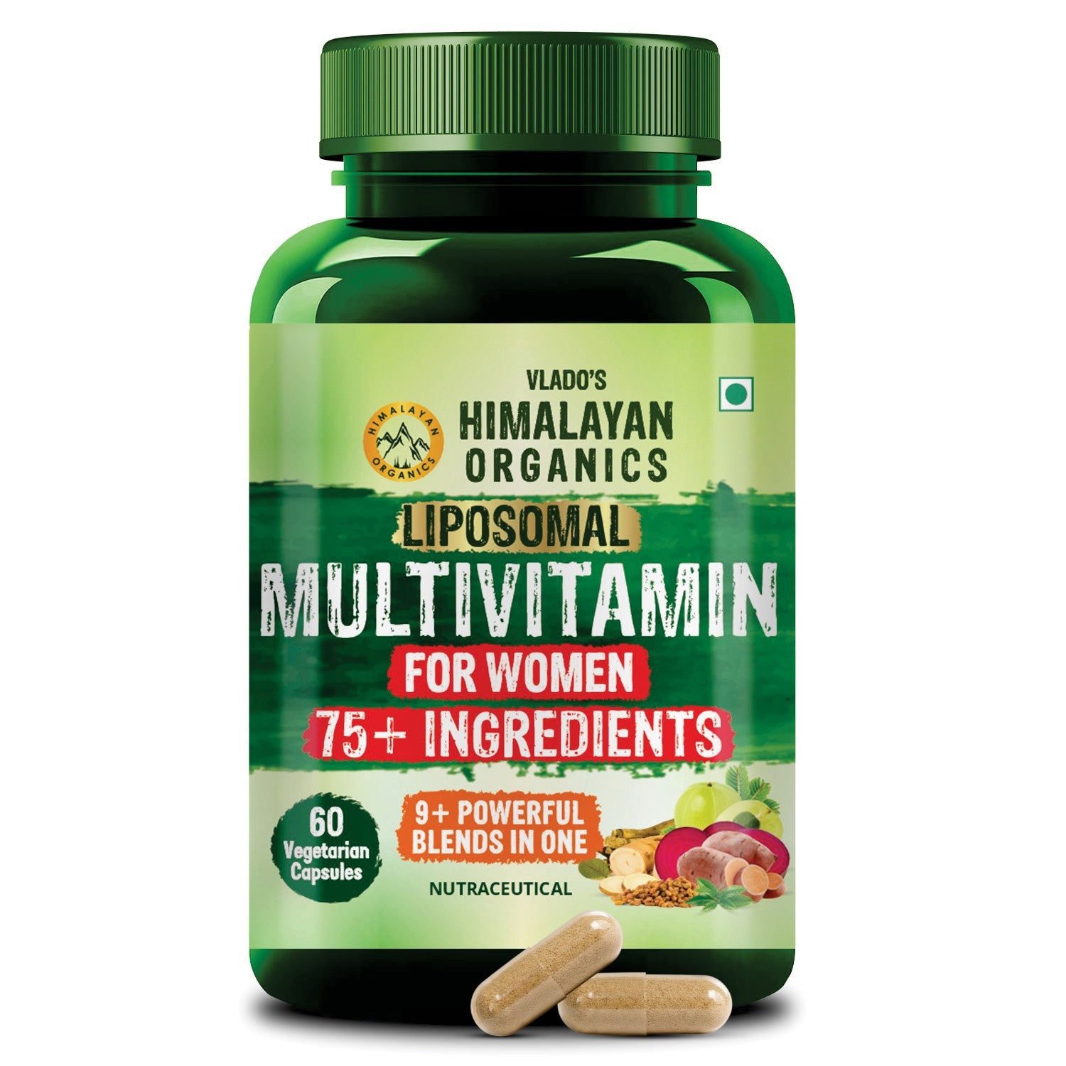 Vlado’s Himalayan Organics Liposomal Multivitamin for Women with 75+ Ingredients | Daily Women’s Health Supplement with 9+ Powerful Blends | Energy, Immunity, Hair Skin & Nails Support | 60 Vegetarian Capsules - 1