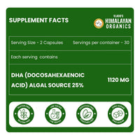 Vlado's Himalayan Organics Vegetarian Omega 3 - 1120 MG Supplement | 3X Strength | Veg DHA | Vegetarian Omega 3 | Algal DHA | Plant Based | No Fish oil Used I Healthy Heart, Joints & Eyes I Omega Capsules for Men & Women- 60 Veg Capsules - 2