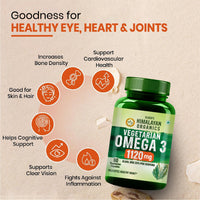 Vlado's Himalayan Organics Vegetarian Omega 3 - 1120 MG Supplement | 3X Strength | Veg DHA | Vegetarian Omega 3 | Algal DHA | Plant Based | No Fish oil Used I Healthy Heart, Joints & Eyes I Omega Capsules for Men & Women- 60 Veg Capsules - 5