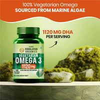 Vlado's Himalayan Organics Vegetarian Omega 3 - 1120 MG Supplement | 3X Strength | Veg DHA | Vegetarian Omega 3 | Algal DHA | Plant Based | No Fish oil Used I Healthy Heart, Joints & Eyes I Omega Capsules for Men & Women- 60 Veg Capsules - 6
