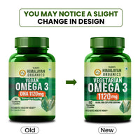 Vlado's Himalayan Organics Vegetarian Omega 3 - 1120 MG Supplement | 3X Strength | Veg DHA | Vegetarian Omega 3 | Algal DHA | Plant Based | No Fish oil Used I Healthy Heart, Joints & Eyes I Omega Capsules for Men & Women- 60 Veg Capsules - 4