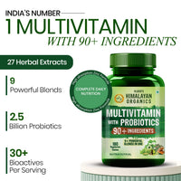 Vlado's Himalayan Organics Daily Immunity Multivitamin for Men & Women | 90+ Nutrients with 9+ Probiotic Blends | Supports Energy, Immunity, Muscle Strength, Stamina & Overall Health | 180 Veg Tablets - 12