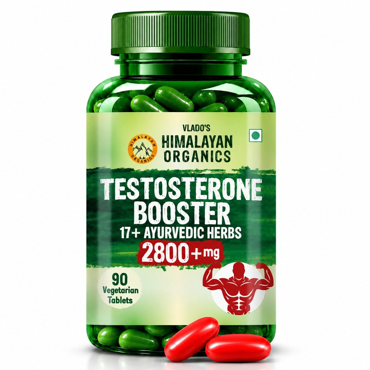 Vlado's Himalayan Organics Testosterone Booster for Men – 2800mg | Ashwagandha, Shilajit, Gokshura & 17+ Herbs | Boost Strength, Stamina, Energy & Muscle | 90 Veg Tablets - 1