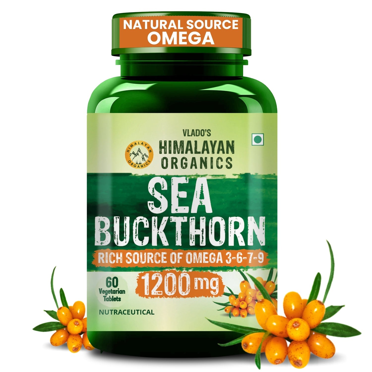 Vlado's Himalayan Organics Sea Buckthorn Tablets | Omega Fatty Acids | Sea Buckthorn 60 Tablets - 1