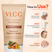 VLCC Anti Blemish Papaya Glow Face Wash 100ml with Papaya Extract & Vitamin C Serum - 6