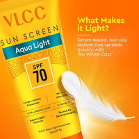VLCC Aqua Light Sunscreen Gel SPF 70 PA++++ 100g, Ultra-High UV Protection