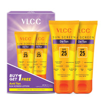 VLCC De - Tan Sun Screen Lotion - SPF 25 - 150ml X 2 | Buy One Get One (300ml)