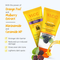VLCC Tan to Tango Combo - De Tan Sunscreen SPF 50 (50 g) and Anti Tan Skin Lightening Face wash (50ml)