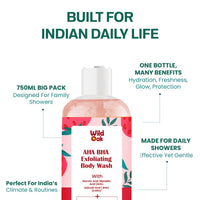 WildOak AHA BHA Exfoliating Body Wash | 300ml