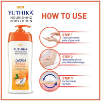 Yuthika Almond Soft Touch Body Lotion for Women & Men, Hydrating, Non-Greasy, (500ml)
