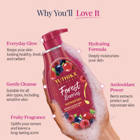 Yuthika Forest Berries Body Wash Shower Gel 750 ml | Gentle Cleanser for Women & Men | Nourishing Daily Bath Care