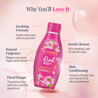 Yuthika Pink Rose Body Wash Shower Gel 250 ml | Gentle Cleanser for Women & Men | Refreshing All Skin Types Care