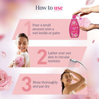Yuthika Pink Rose Body Wash Shower Gel 750 ml | Gentle Cleanser for Women & Men | Refreshing All Skin Types Care