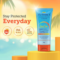 Yuthika Sunscreen Lotion SPF 30 PA+++ 80g High Protection, Non-Greasy Formula, UVA & UVB Protection