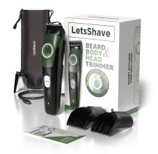 LetsShave Beard Body & Head Trimmer for Men with 2 Combs, 38th Length, 90 Min Runtime, Rechargeable & Waterproof, Full Body Trimmer, Suitable for Beard, Body and Head