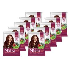 Nisha Henna Based Hair Colour Natural Brown 25 g x 10 Packs