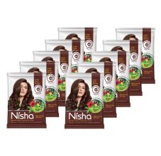 Nisha Henna Based Hair Colour Dark Brown 25 g x 10 Packs