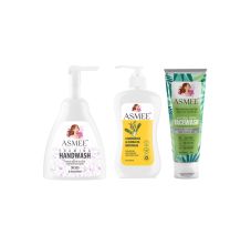 Asmee Lemongrass & Jojoba oil Body Wash+Natural Fresh Face Wash+Orchid Foaming Hand Wash
