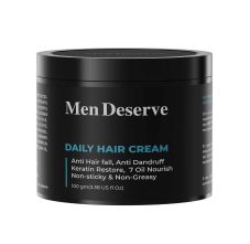Men Deserve Daily Use Hair Cream (7 Natural Oil Nourishment) for Hair Fall Control, Dandruff Control and Keratin Restore 100 gm