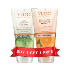 VLCC Tulsi Acne Clear Face Wash with FREE Orange Oil Pore Cleansing Face Wash Buy One Get One 150 ml 300 ml
