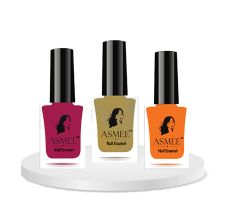 Asmee Hamper 10 Golden Treasure Classic Nail Polish | Lotus Pink Premium Nail Polish | Mustard Yellow Gel Nail Polish