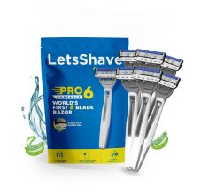 LetsShave Pro 6 Portable Razor for Men pack of 6, World's first 6 blade razor for men l Pack of 6