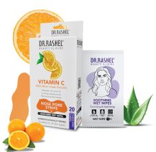DR.Rashel Vitamin C Nose Strips with Witch Hazel Extracts 10 Strips & 10 Wipes - 35 gm